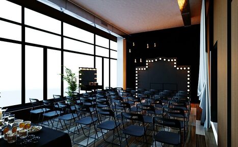 Арендовать Apriori Photo Темный лофт с панорамными окнами