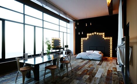 Арендовать Apriori Photo Темный лофт с панорамными окнами