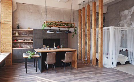 Арендовать Зал Альпы Интерьерный зал в стиле шале