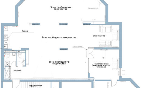 Арендовать Зонированный лофт с пуфами. Event - пространство TEPLICA
