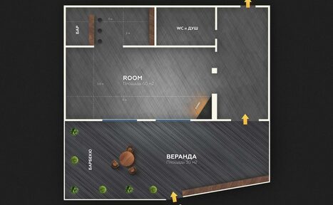 Арендовать Лофт с верандой и зоной для барбекю