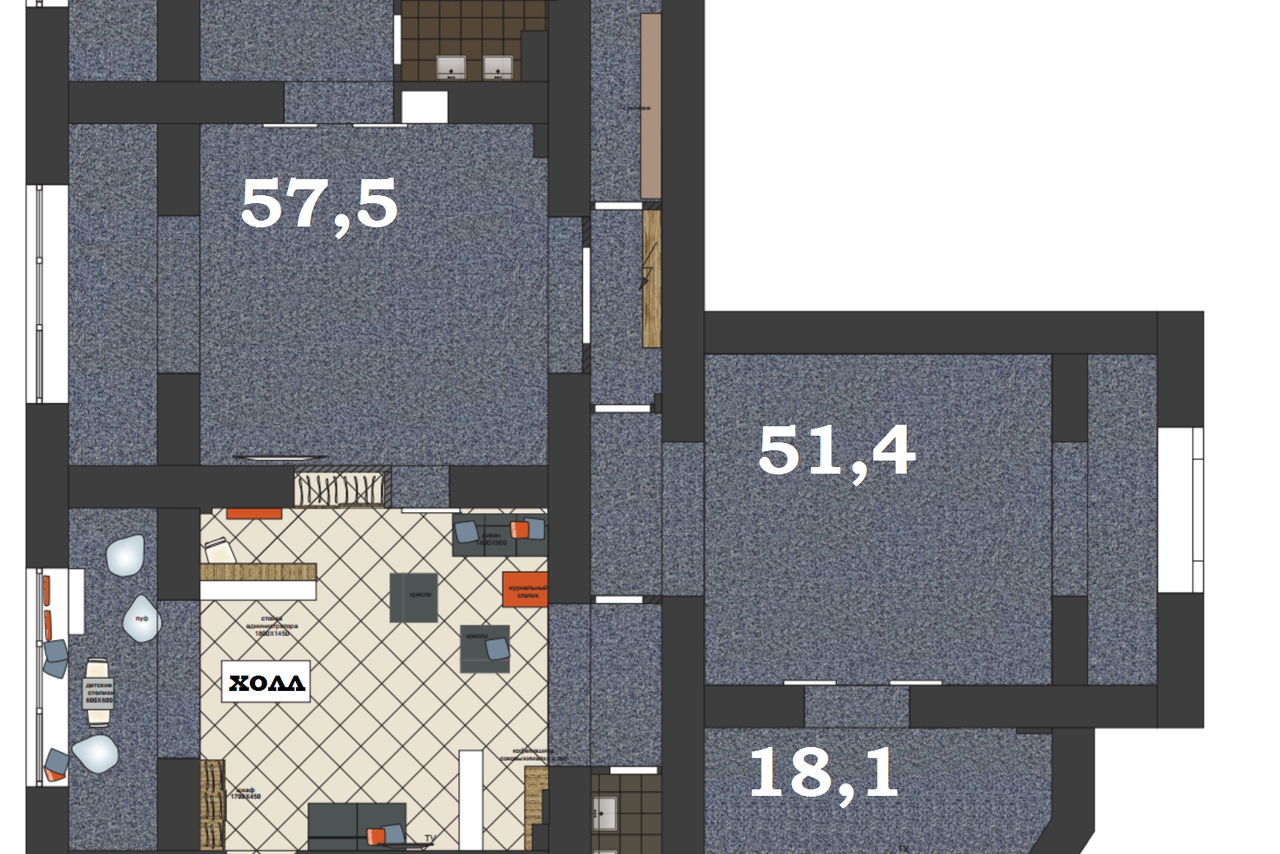 Арендовать Учебное пространство состоящее из двух залов