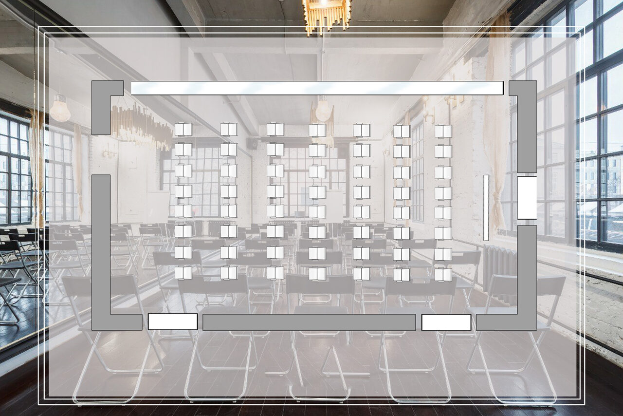 Арендовать Gold&Dance Стильный зал с большими окнами