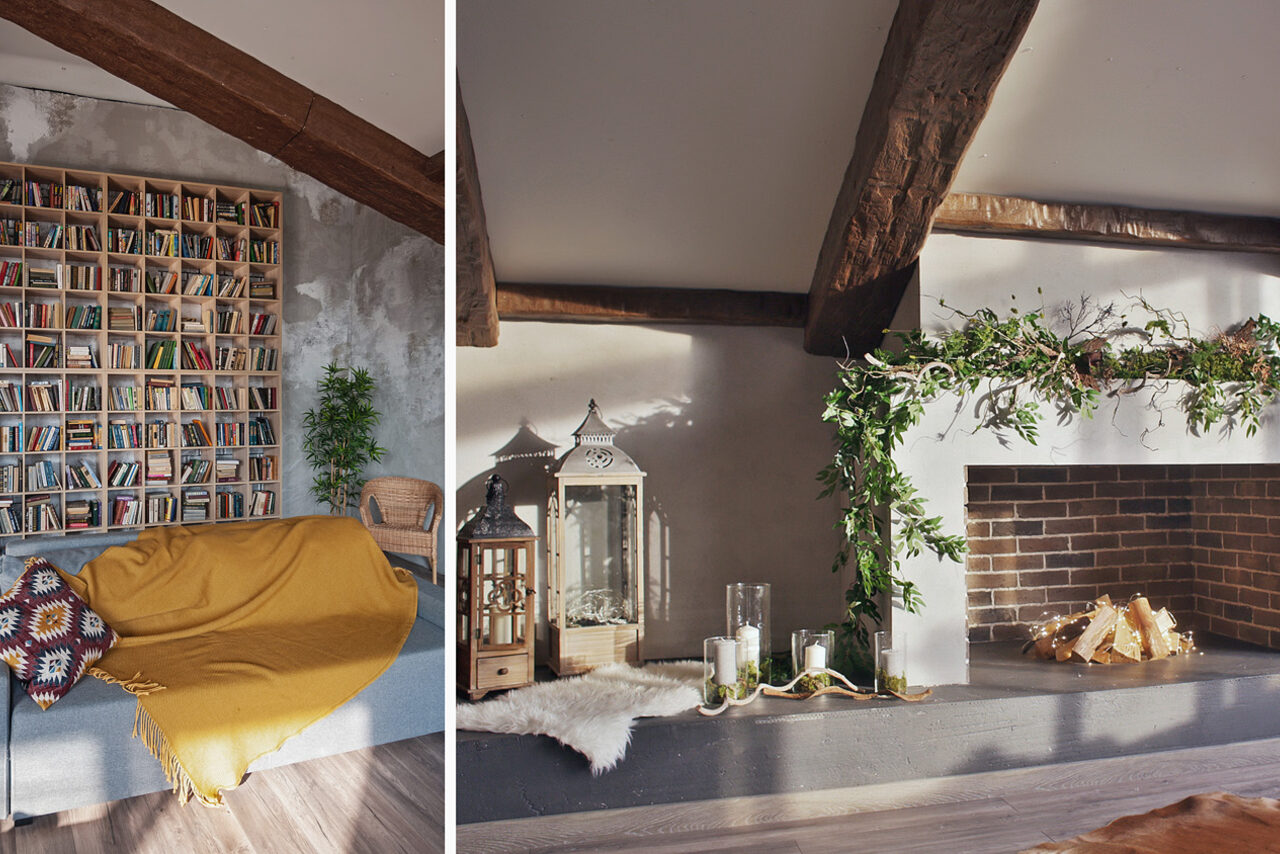 Арендовать Зал Альпы Интерьерный зал в стиле шале