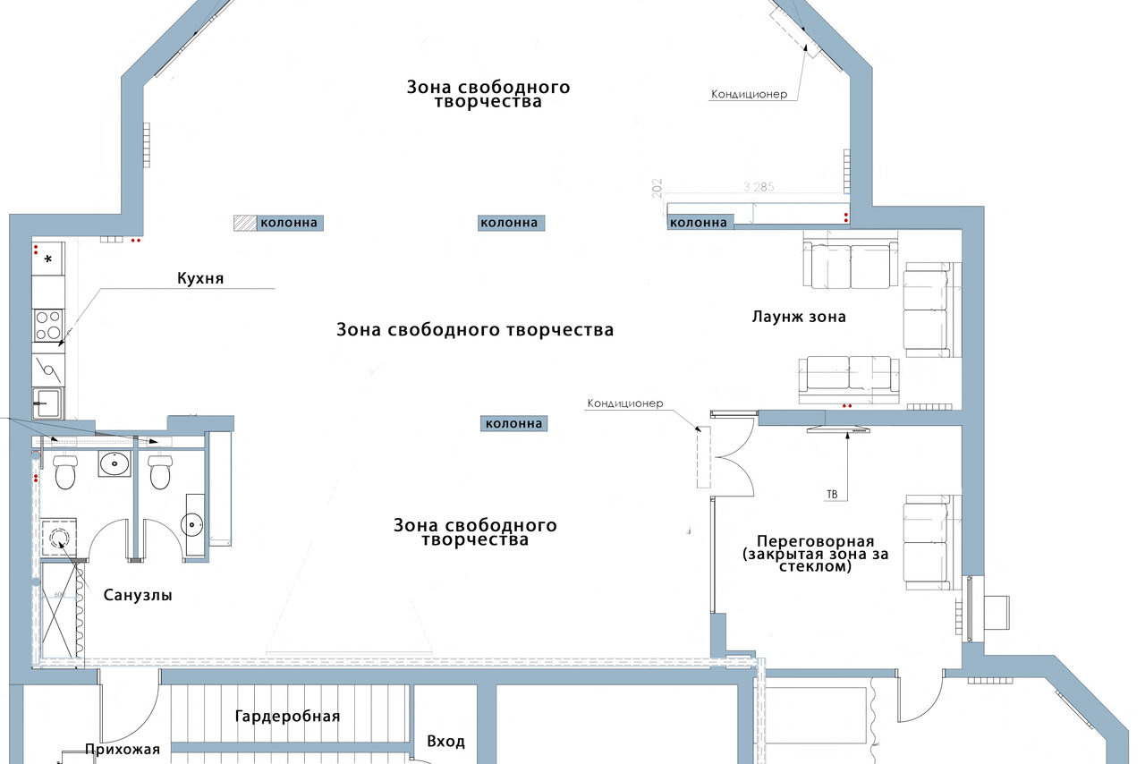 Арендовать Зонированный лофт с пуфами. Event - пространство TEPLICA