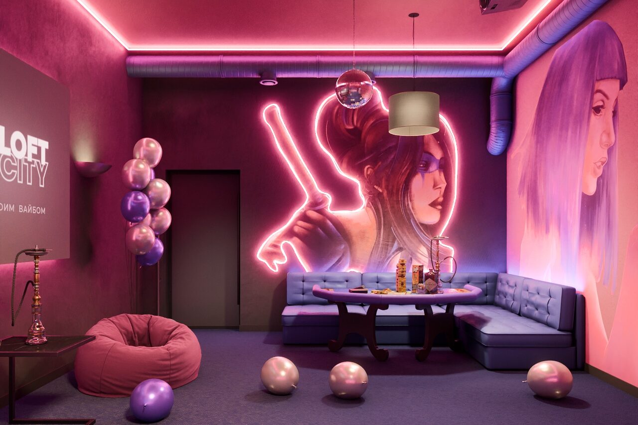 Арендовать Лофт-центр Б69. Зал Неон бар с верандой на крыше