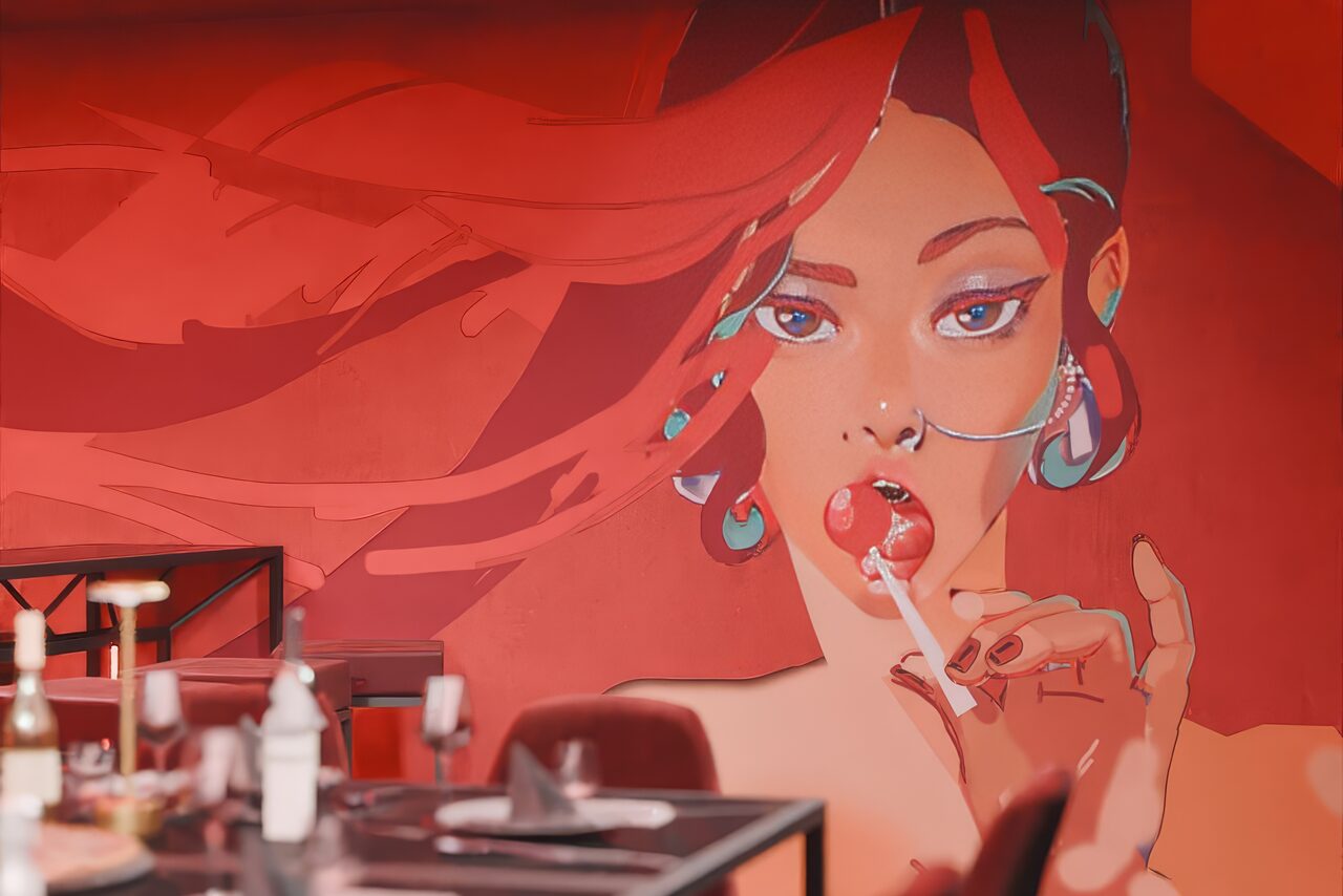 Арендовать ИглуБар. Bad girl. Тёмный лофт-зал в красных оттенках 