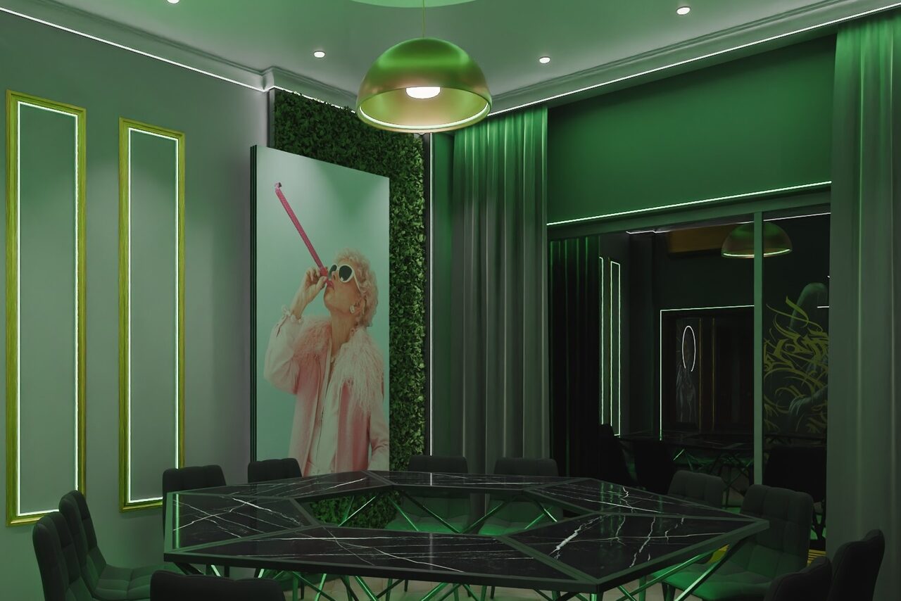 Арендовать ИглуЛофт. Лилиум. Тёмный лофт-зал с оттенками зелени