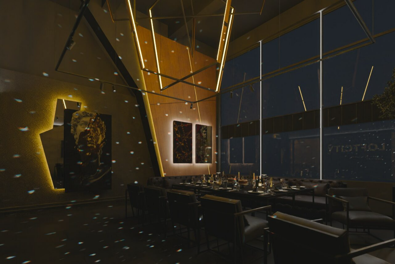 Арендовать Дизайнерский лофт в темных тонах с верандой на крыше