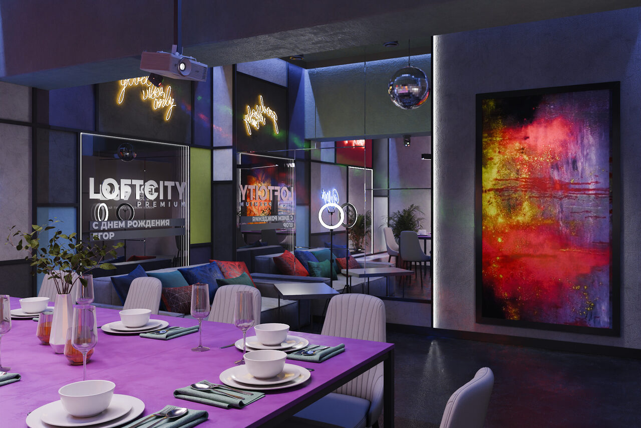 Арендовать Лофт-центр Б69. Зал Киберпанк с верандой на крыше