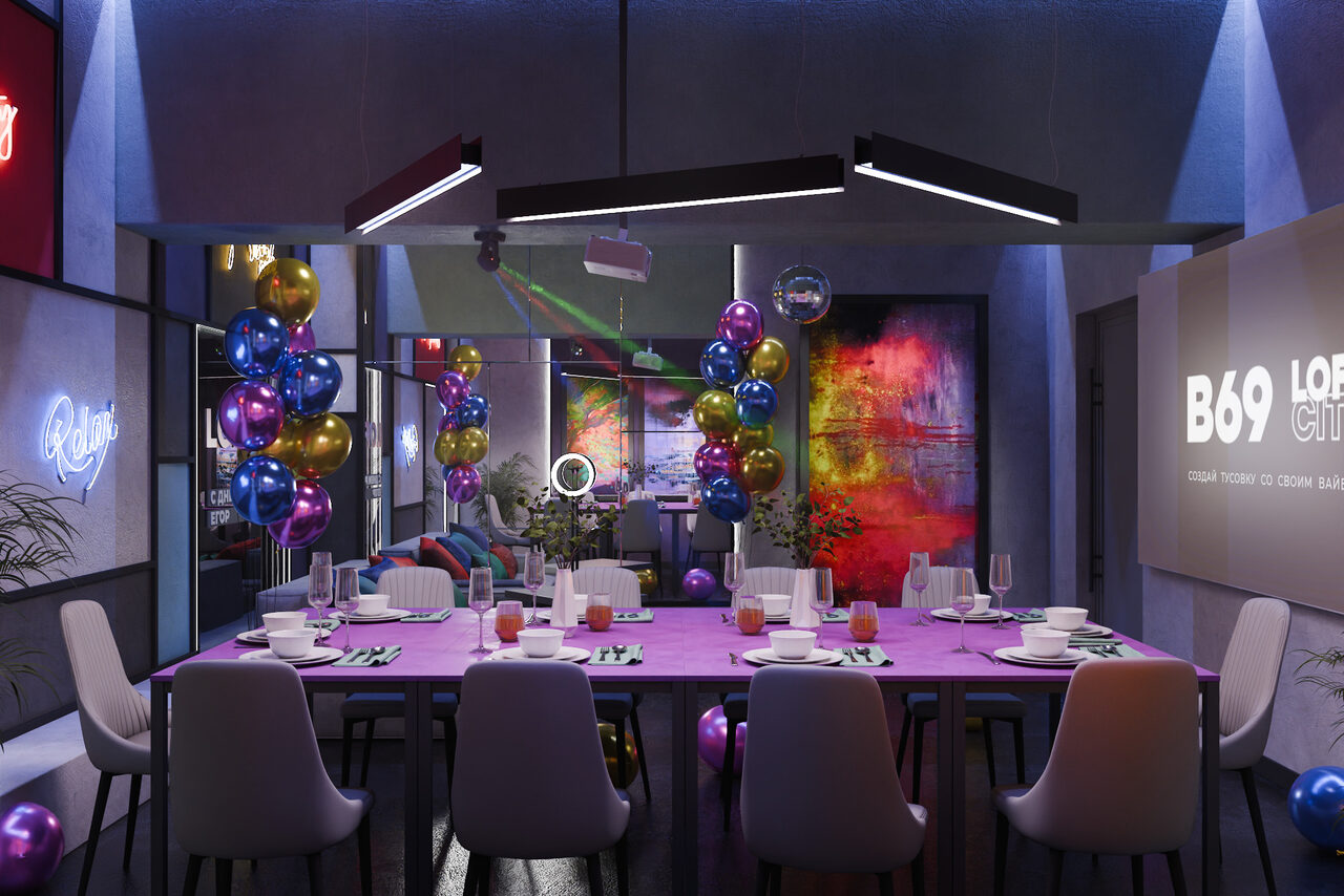 Арендовать Лофт-центр Б69. Зал Киберпанк с верандой на крыше