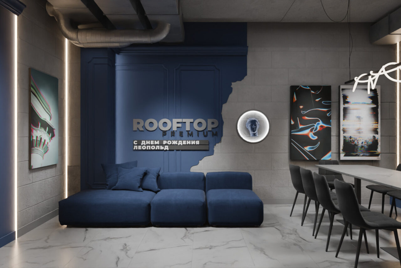 Арендовать ИглуЛофт. Айсберг. Лофт-зал в глубоких синих тонах