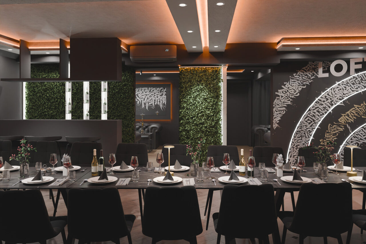 Арендовать ИглуЛофт. Панорама. Чёрный лофт-зал