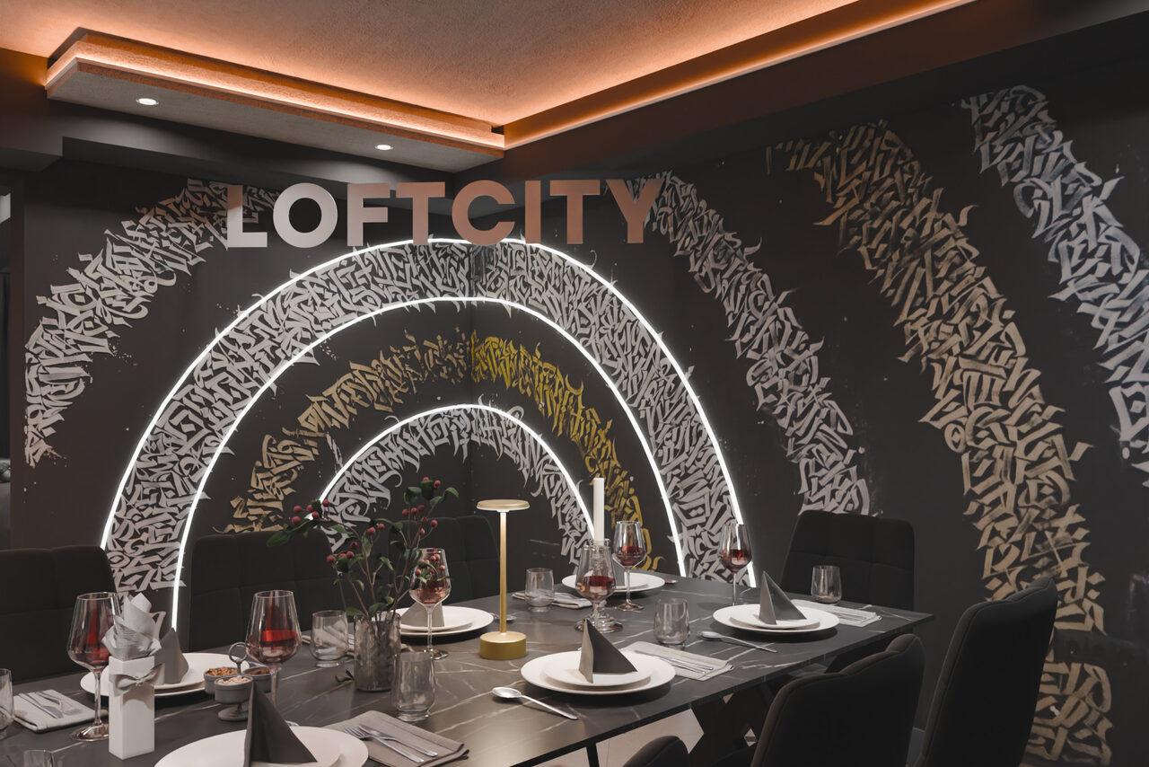 Арендовать ИглуЛофт. Панорама. Чёрный лофт-зал